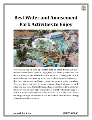 Best Water and Amusement Park Activities to Enjoy