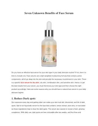 Seven Unknown Benefits of Face Serum