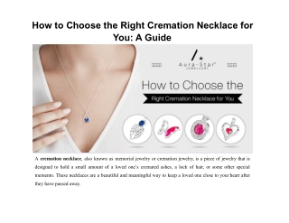 How to Choose the Right Cremation Necklace for You: A Guide