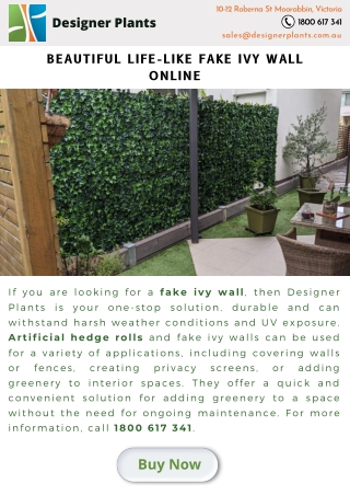 Beautiful life-like fake ivy wall online