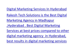 Digital Marketing Services In Hyderabad