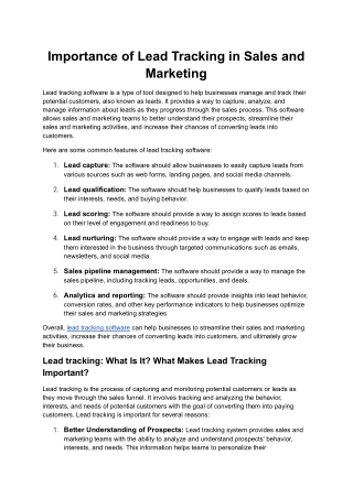 Importance of Lead Tracking in Sales and Marketing