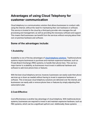 Advantages of using Cloud Telephony for customer communication.docx