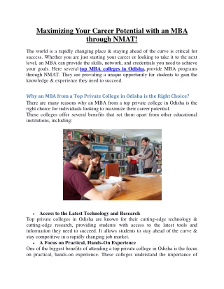 Maximizing Your Career Potential with an MBA through NMAT!