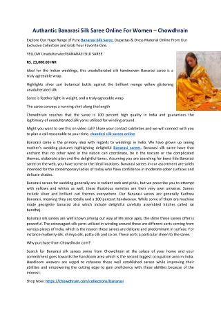 Authantic Banarasi Silk Saree Online For Women – Chowdhrain