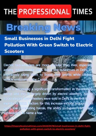 Small Businesses in Delhi Fight Pollution With Green Switch to Electric Scooters