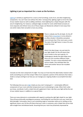 importance of lighting