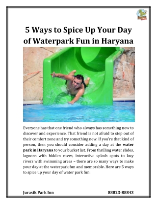 5 Ways to Spice Up Your Day of Waterpark Fun in Haryana