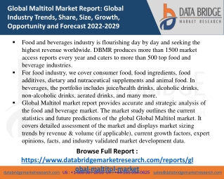 Maltitol Market- FOOD & BEVERAGES