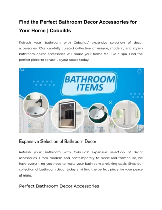 Find the Perfect Bathroom Decor Accessories for Your Home _ Cobuilds DOC