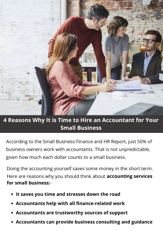 4 Reasons Why It is Time to Hire an Accountant for Your Small Business