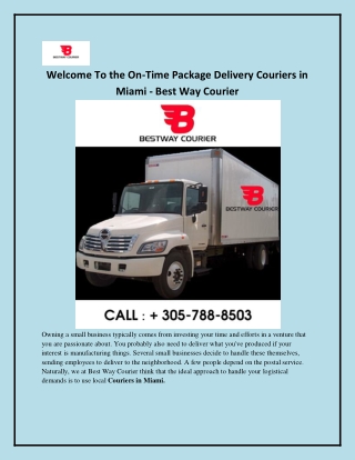 Couriers Miami - Best Way Courier