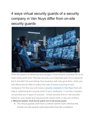 4 ways virtual security guards of a security company in Van Nuys differ from on-site security guards