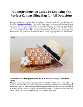 A Comprehensive Guide to Choosing the Perfect Canvas Sling Bag for All Occasions
