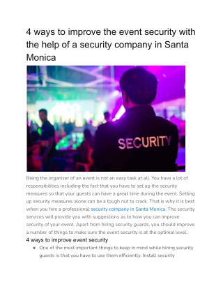 4 ways to improve the event security with the help of a security company in Santa Monica