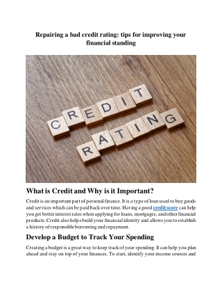 Repairing a bad credit rating: tips for improving your financial standing