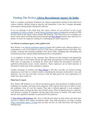 Finding The Perfect Africa Recruitment Agency In India.docx