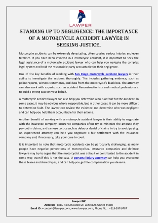 Standing Up to Negligence The Importance of a Motorcycle Accident Lawyer in Seeking Justice
