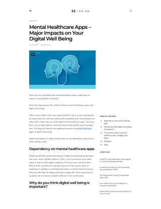Mental Healthcare Apps – Major Impacts on Your Digital Well Being