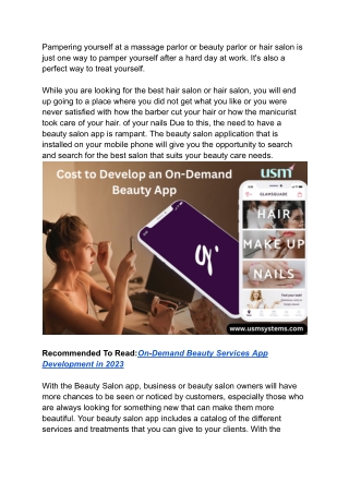 Cost To Develop An On-Demand Salon App Like Glamsquad