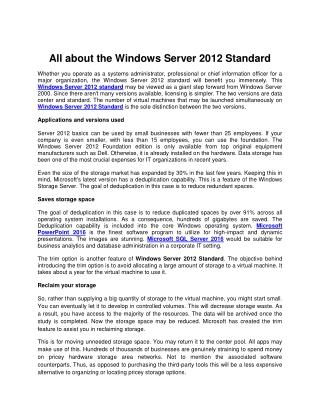 All about the Windows Server 2012 Standard