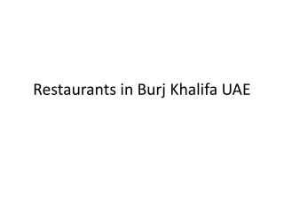 Restaurants in Burj Khalifa UAE