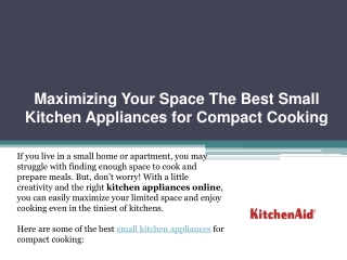 Maximizing Your Space The Best Small Kitchen Appliances for Compact Cooking