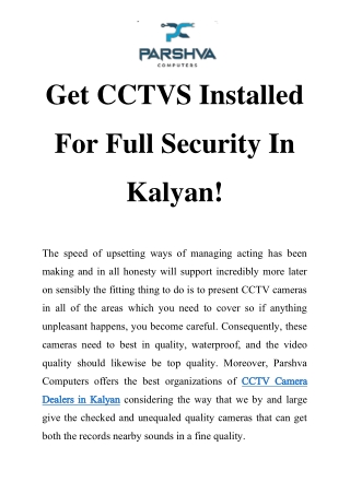 CCTV Camera Dealers in Kalyan Call-9870270167