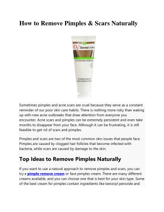 How to Remove Pimples & Scars Naturally