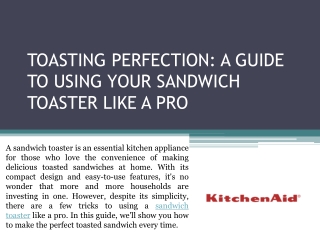 TOASTING PERFECTION A GUIDE TO USING YOUR SANDWICH TOASTER LIKE A PRO