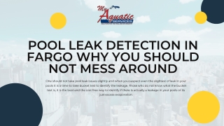 Pool Leak Detection in Fargo Why You Should Not Mess Around