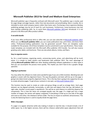 Microsoft Publisher 2013 for Small and Medium-Sized Enterprises