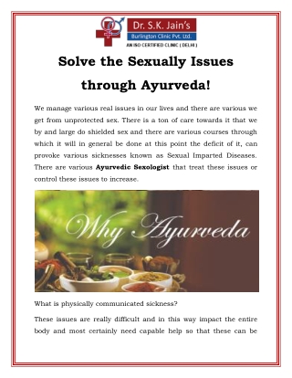 Solve the Sexually Issues through Ayurveda