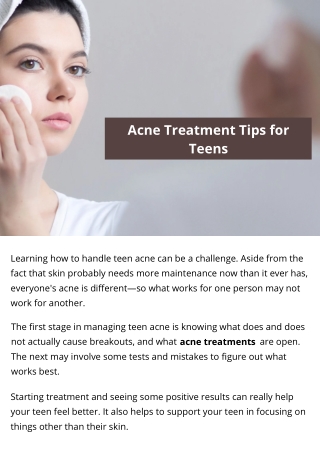 Acne Treatment Tips for Teens