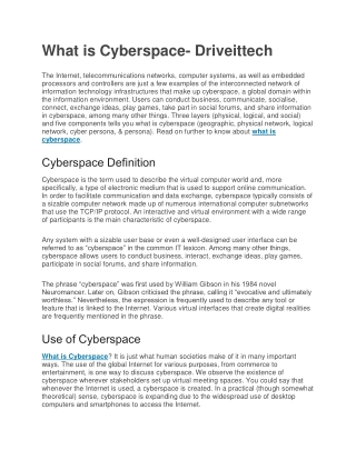 What is Cyberspace- Driveittech