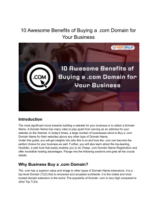 10 Awesome Benefits of Buying a .com Domain for Your Business