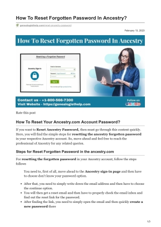 How To Reset Forgotten Password In Ancestry?