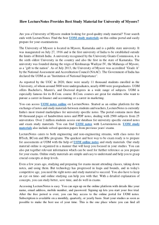 How Lecturenotes provides best Study Material for university of Mysore