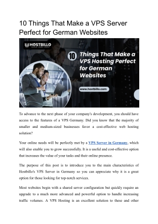 10 Things That Make a VPS Server Perfect for German Websites