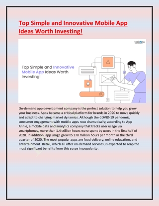 Top Simple and Innovative Mobile App Ideas Worth Investing!