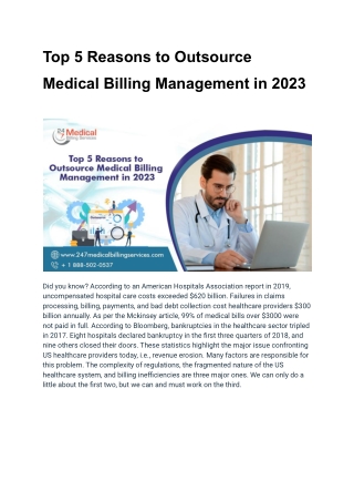 Top 5 Reasons to Outsource Medical Billing Management in 2023