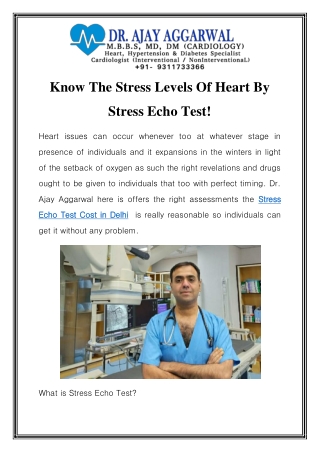 Stress Echo Test Cost in Delhi  Call-9311733366