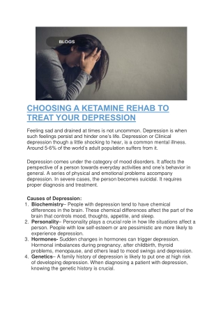 Choosing a Ketamine Rehab to Treat Your Depression – Recovery CNT