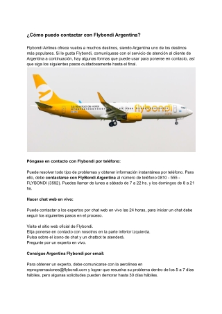 ¿Cómo puedo contactar con Flybondi Argentina