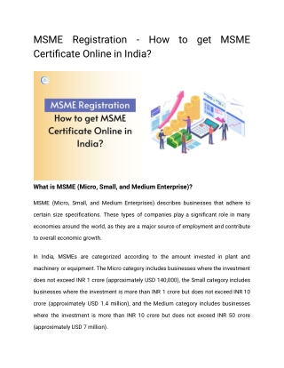 MSME Registration - How to get MSME Certificate Online in India?