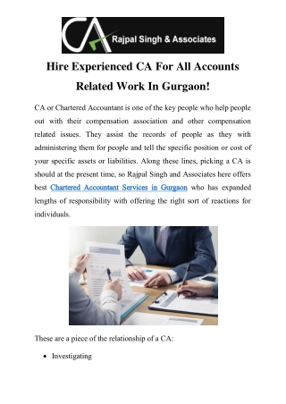 Chartered Accountant Services in Gurgaon