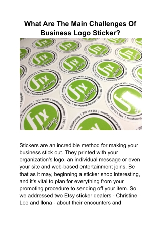 What Are The Main Challenges Of Business Logo Sticker