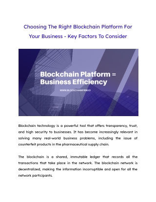 Blockchain platform for your business- Blockchain Firm