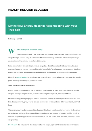 Divine flow Energy Healing: Reconnecting with your True Self