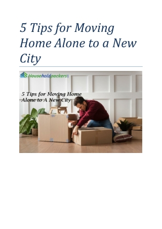 5 Tips for Moving Home Alone to A New City